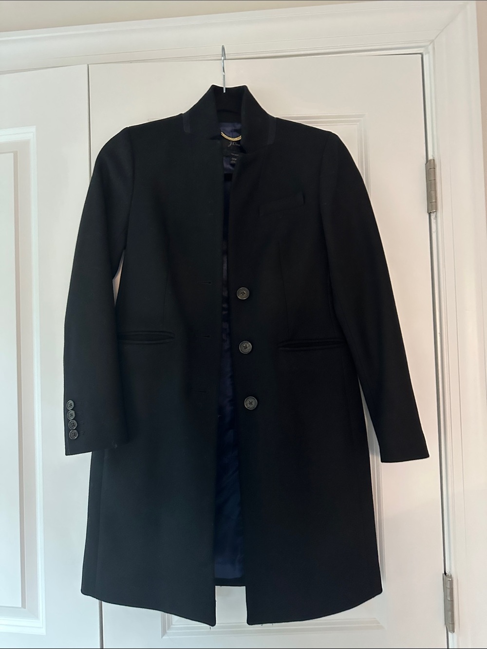 J.Crew Black Regent Wool Topcoat